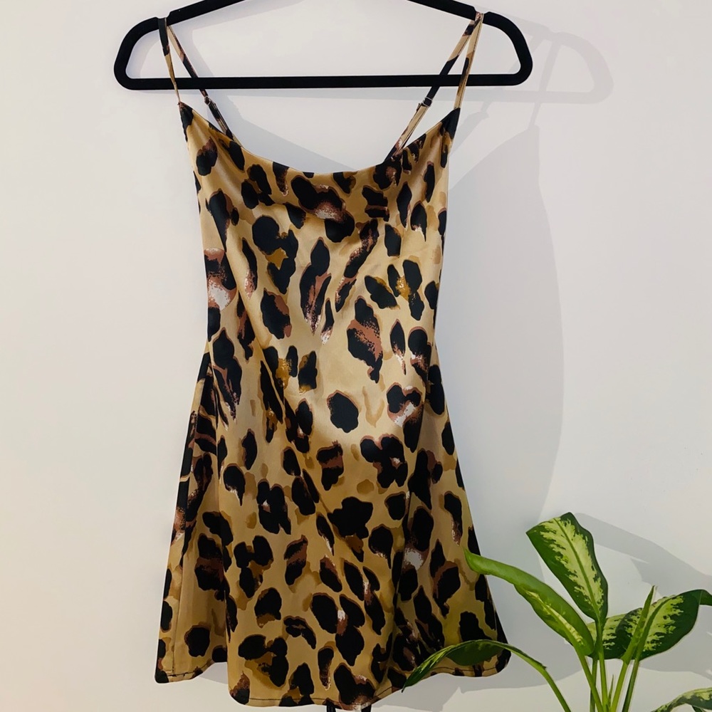 Satin Leopard Dress - Never Worn